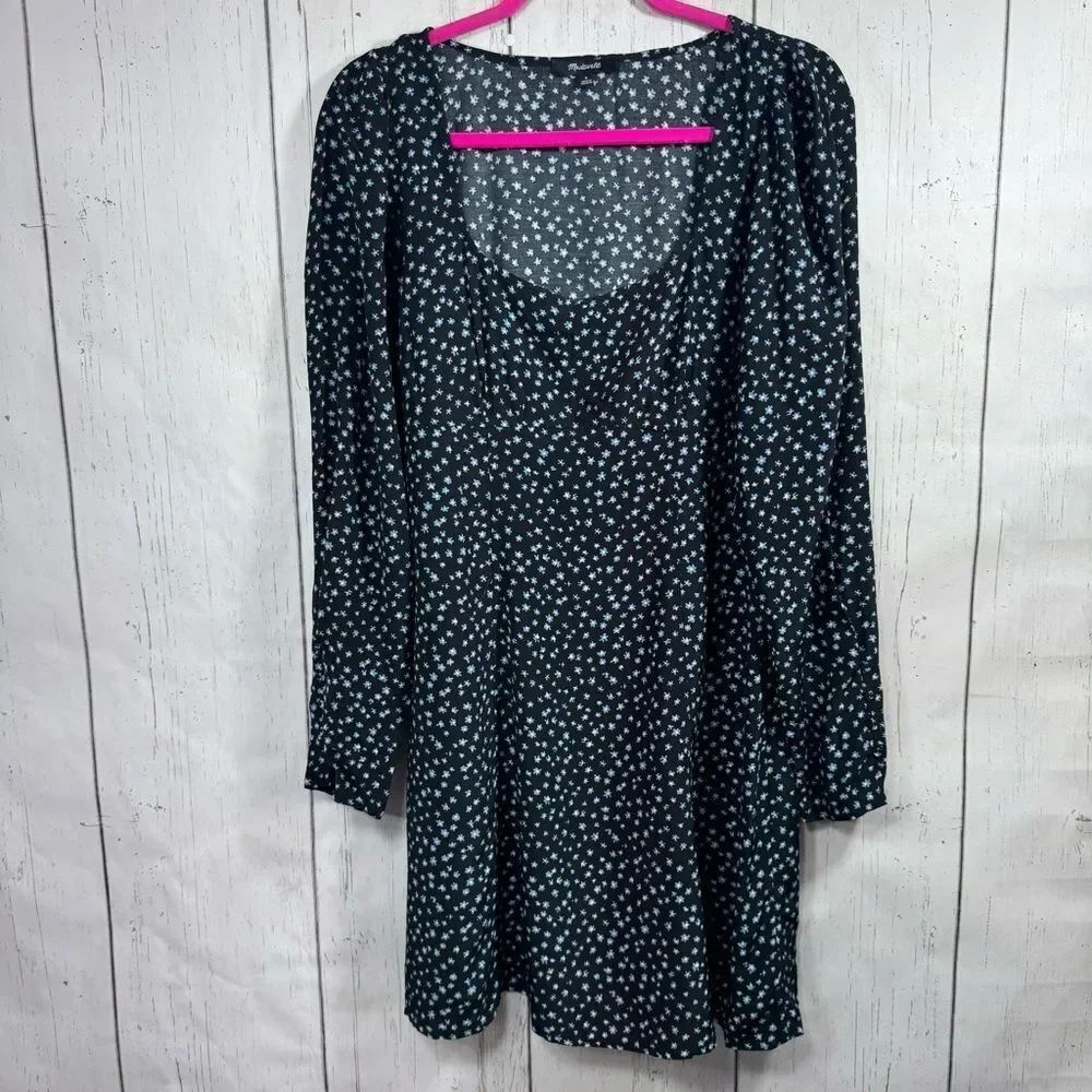 Madewell Floral Long Sleeve Mini Dress Square Neck Feminine Cottagecore Romantic